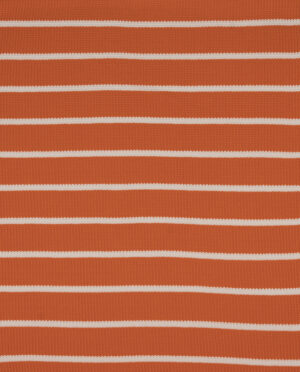 Dzianina Swetrowa Prążkowana W Paski Pomarańczowy - Ecru