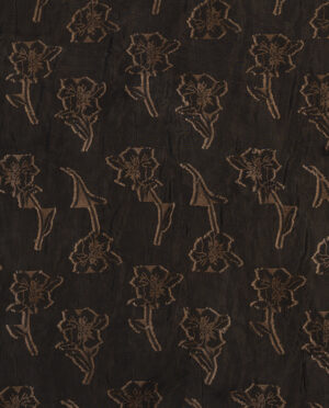 Tafta Lekko Kreszowana W Kwiaty - Brązowy