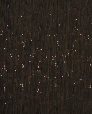 Tafta Brązowa Z Haftem i Cekinami Wzór 4