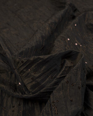 Tafta Brązowa Z Haftem i Cekinami Wzór 4 - detal2