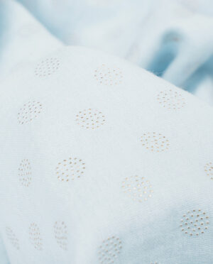 Muślin Double Gaze Błękitny Złote Kropki