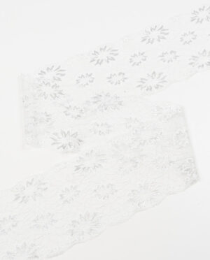 Koronka Elastyczna Wzór 36 Biało-srebrny 17 cm