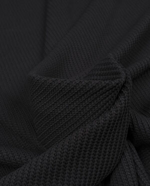Dzianina Prążkowana Bawełniana Czarny