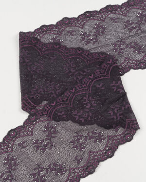 Koronka Elastyczna Wzór 53 Ciemny Fioletowy - 16 cm