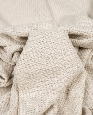 Dzianina Swetrowa Gruba Prążkowana Bardzo Jasny Beż