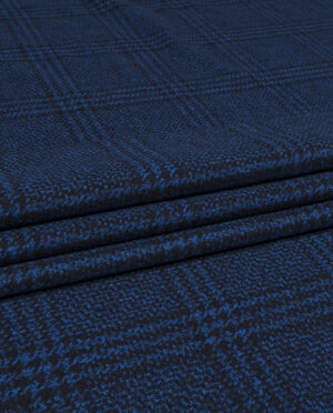 Flausz Wełniany Niebieska Krata