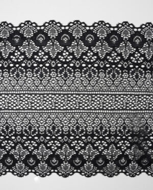 Koronka Elastyczna Wzór 105 Czarny - 18 cm