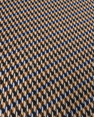 Tkanina Wiskozowa Ubraniowa Pepitka Żakardowa Rudo-Niebieska