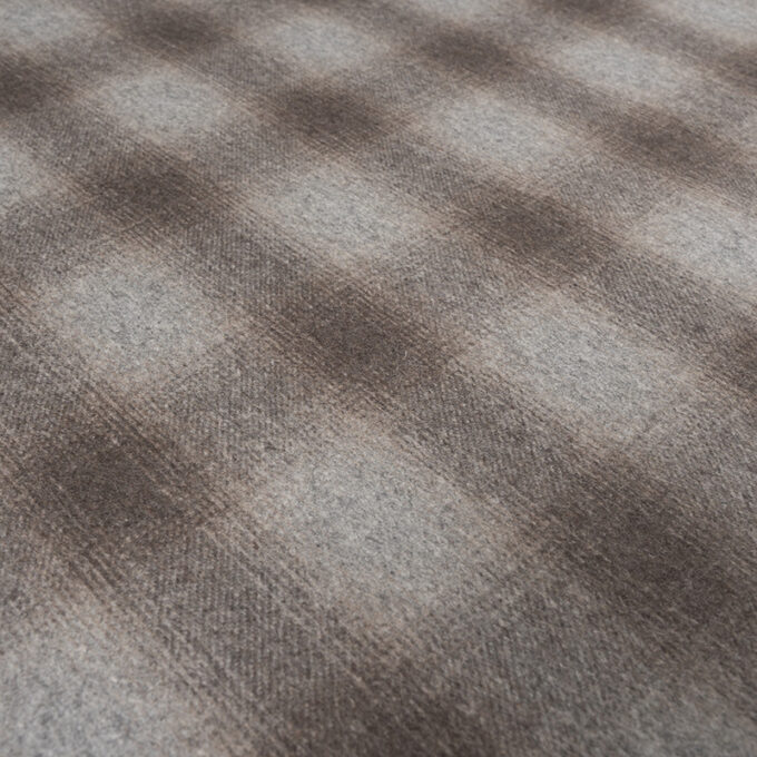 Wełniany Tweed Kratka Beżowo-Brązowa