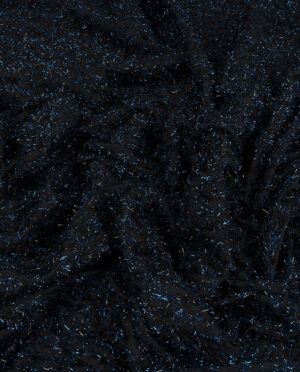 Tkanina Żakardowa z Niebiesko-Czarnymi Frędzlami