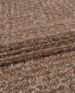 Tkanina Żakardowa z Złoto-Różowymi Frędzlami