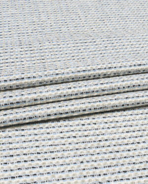 Chenille Wełniana Cienka Błękit - Ecru