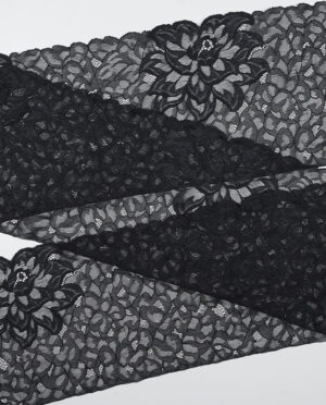 Koronka Elastyczna Wzór 118 Czarny - 22 cm