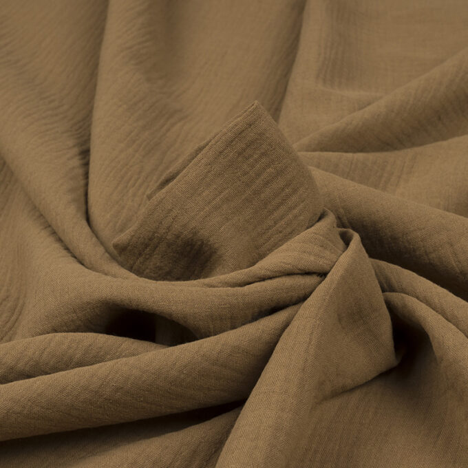 Muślin Double Gaze Ciemny Camel