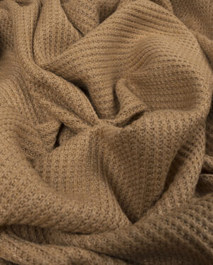 Dzianina Swetrowa Gruba Prążkowana Ciemny Camel