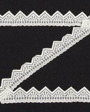 Kremowa Wąska Haftowana Borta Wzór 130