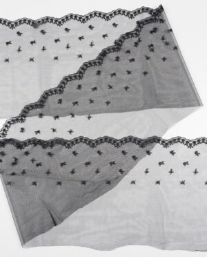 Koronka Stabilna – Haft Jednostronny Wzór 137 Czarny – 24 cm