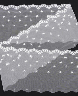 Koronka Stabilna – Haft Jednostronny Wzór 138 Biały – 19 cm