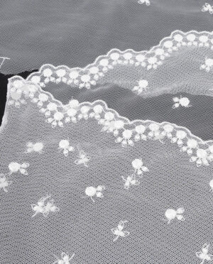 Koronka Stabilna – Haft Jednostronny Wzór 138 Biały – 19 cm