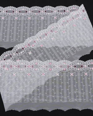 Koronka Stabilna – Haft Jednostronny Wzór 147 Biały – 19 cm