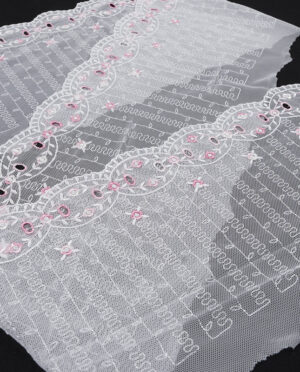 Koronka Stabilna – Haft Jednostronny Wzór 147 Biały – 19 cm