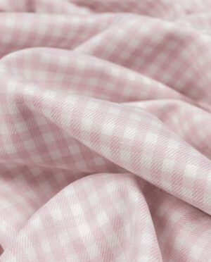 Tkanina Wiskozowa Ubraniowa Kratka Pudrowy - Biały Wzór 114