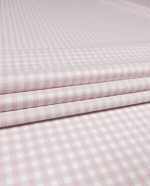 Tkanina Wiskozowa Ubraniowa Kratka Pudrowy - Biały Wzór 114