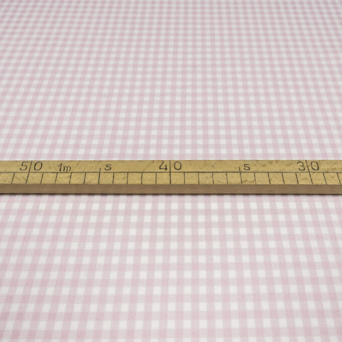 Tkanina Wiskozowa Ubraniowa Kratka Pudrowy - Biały Wzór 114