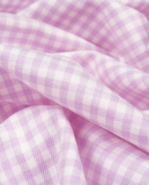 Tkanina Wiskozowa Ubraniowa Kratka Różowo - Biały Wzór 114