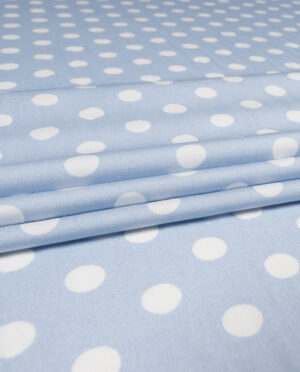 Wiskoza Sukienkowa Twill Duże Groszki Błękitny Pastelowy