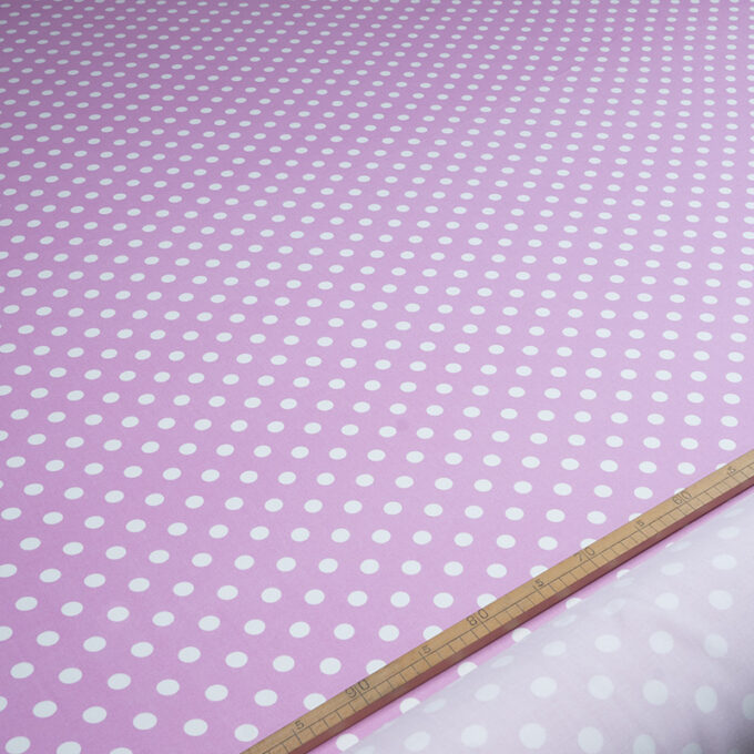 Wiskoza Sukienkowa Twill Wzór 126 Duże Groszki Różowy