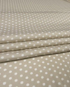 Wiskoza Sukienkowa Twill Wzór 127 Małe Groszki Beżowy