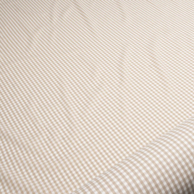 Bawełna Nylon z Lycrą - Popelina w Kratkę Wzór 402 a Beżowy