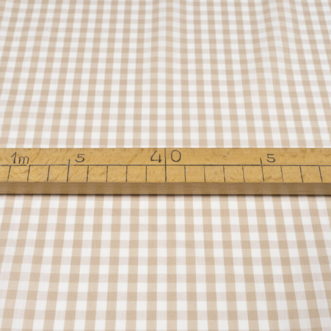 Bawełna Nylon z Lycrą - Popelina w Kratkę Wzór 402 a Beżowy