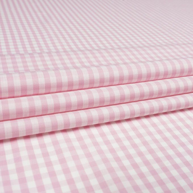 Bawełna Nylon z Lycrą - Popelina w Kratkę Wzór 402 b Różowy