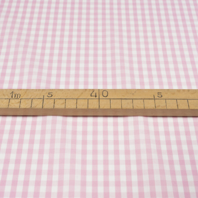 Bawełna Nylon z Lycrą - Popelina w Kratkę Wzór 402 b Różowy