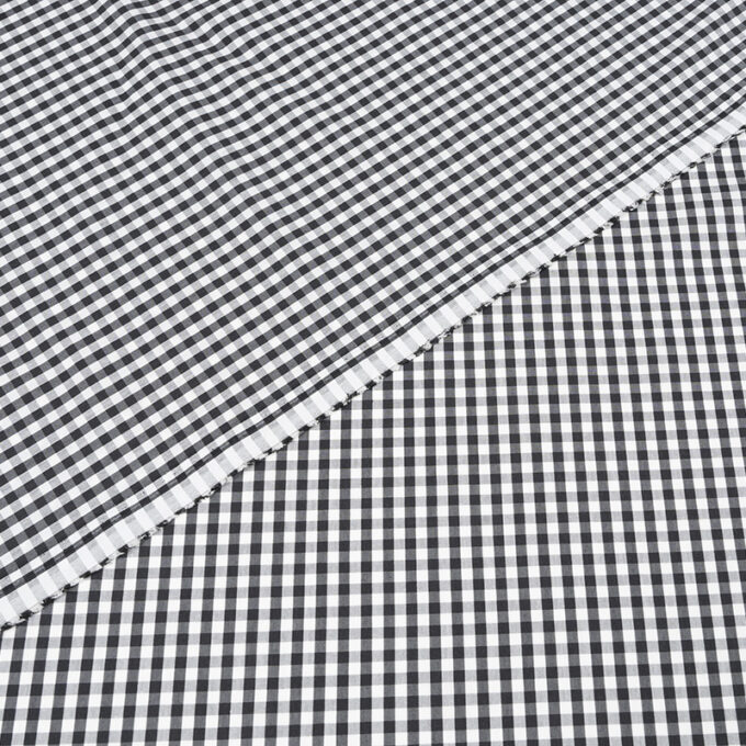 Bawełna Nylon z Lycrą - Popelina w Kratkę Wzór 402 e Czarny