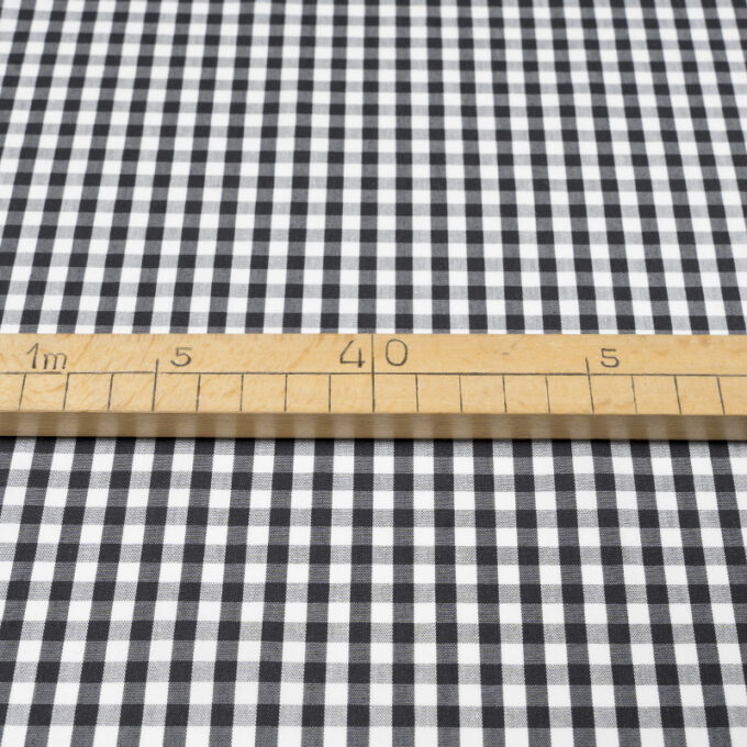 Bawełna Nylon z Lycrą - Popelina w Kratkę Wzór 402 e Czarny