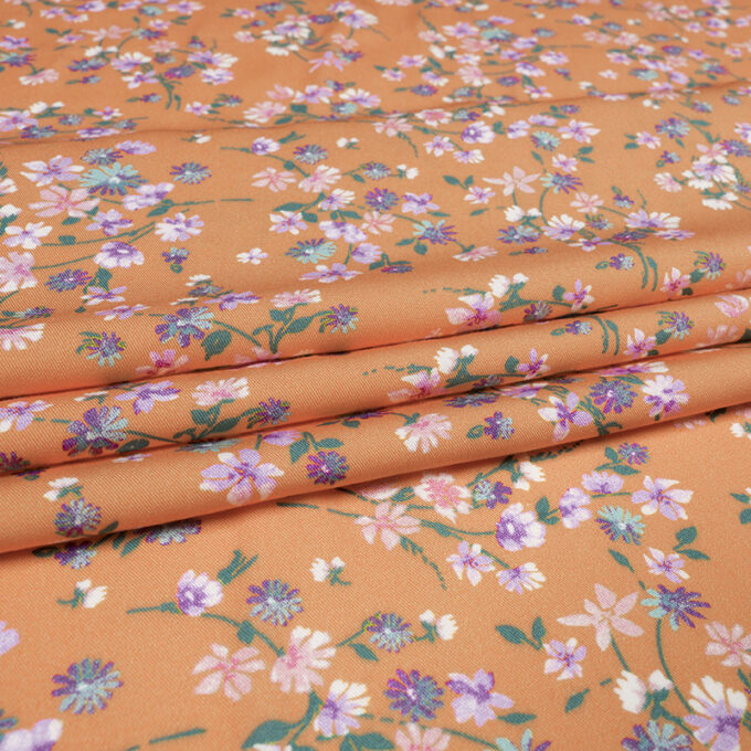 Wiskoza Sukienkowa Twill Wzór 128 b Pomarańczowy