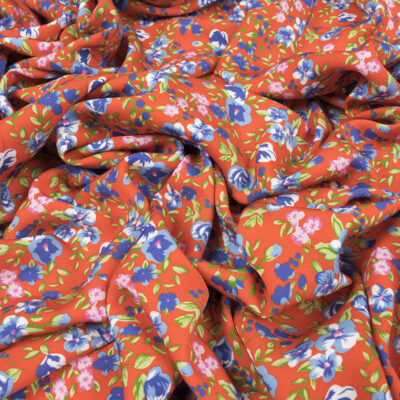 Wiskoza Sukienkowa Twill Wzór 136 a Pomarańczowy
