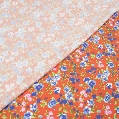 Wiskoza Sukienkowa Twill Wzór 136 a Pomarańczowy