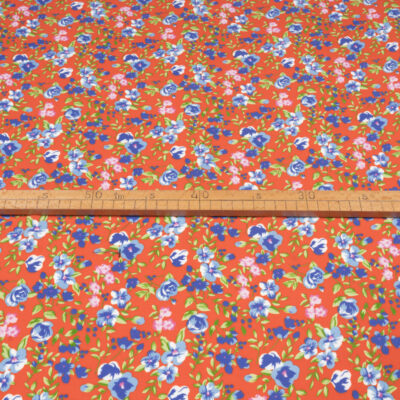 Wiskoza Sukienkowa Twill Wzór 136 a Pomarańczowy