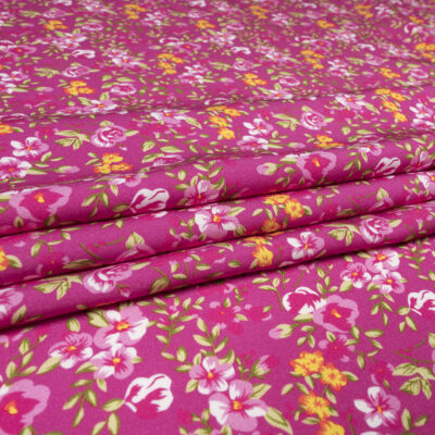 Wiskoza Sukienkowa Twill Wzór 136 c Amarantowy