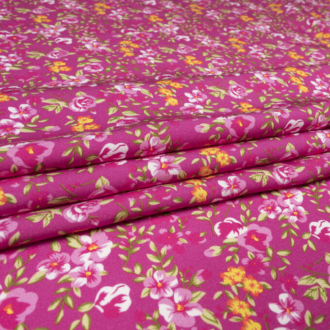 Wiskoza Sukienkowa Twill Wzór 136 c Amarantowy