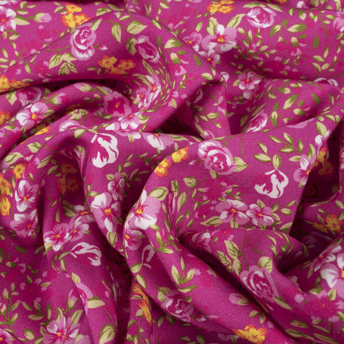 Wiskoza Sukienkowa Twill Wzór 136 c Amarantowy