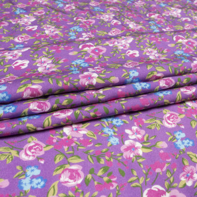 Wiskoza Sukienkowa Twill Wzór 136 d Fioletowy
