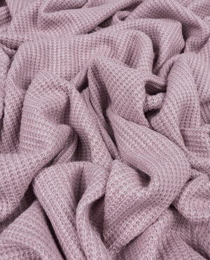 Dzianina Swetrowa Gruba Prążkowana Brudny Róż