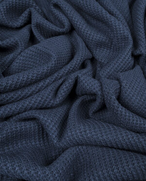 Dzianina Swetrowa Gruba Prążkowana Granatowy