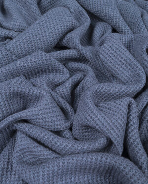 Dzianina Swetrowa Gruba Prążkowana Niebieski Indygo
