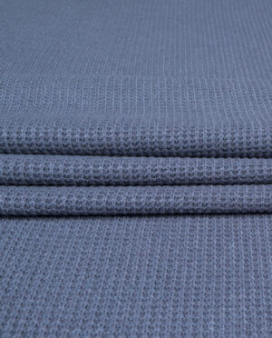 Dzianina Swetrowa Gruba Prążkowana Niebieski Indygo